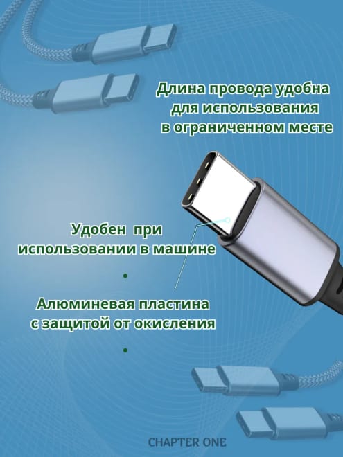 Кабель Type-с Type-с 0,25м для зарядки Айфона и Андроид — фото 2