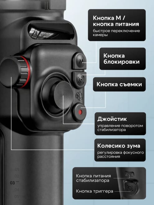 Стабилизатор для телефона и экшн камеры трехосевой — фото 3