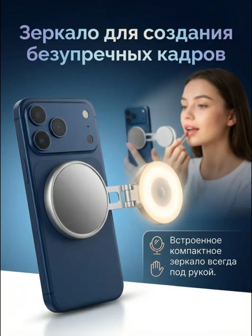 Магнитный видеосвет для съемки на смартфон с зеркалом — фото 3