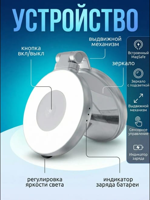 Магнитный видеосвет для съемки на смартфон с зеркалом — фото 4
