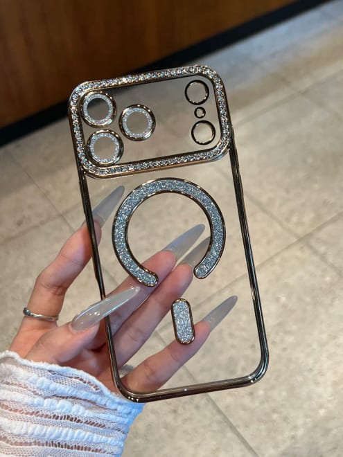 Чехол на iPhone 17 Pro Max MagSafe со стразами — фото 5