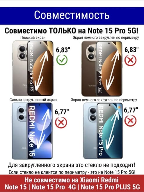 Защитное стекло для Xiaomi Redmi Note 15 Pro 5G — фото 2