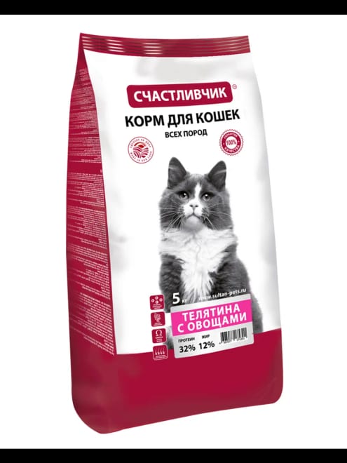 Сухой корм для кошек телятина с овощами 400гр — фото 2